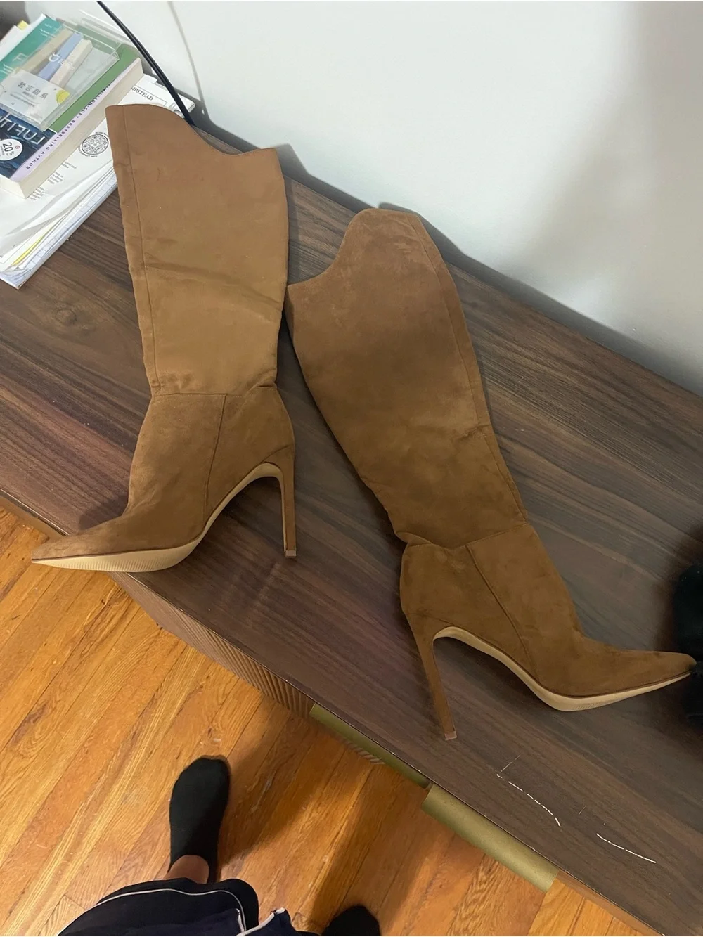 Nine West Tan Suede Over-the-Knee Stiletto Boots